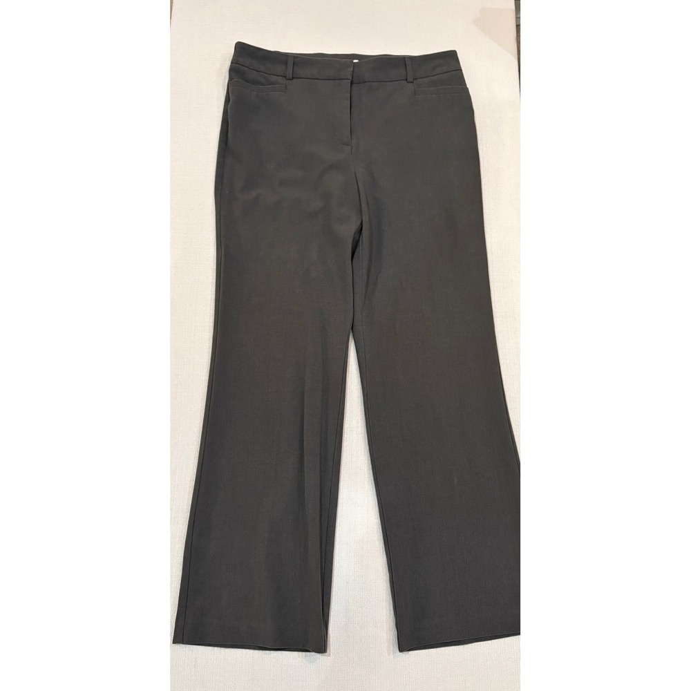 Dressbarn Dress Pants Women 12 Dark Gray Good Straight Leg Professional Stretch